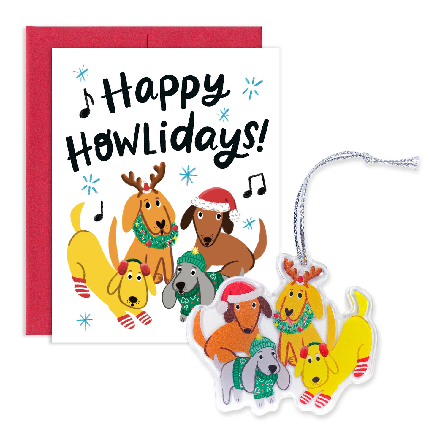 Dog Holiday Ornament Card Set