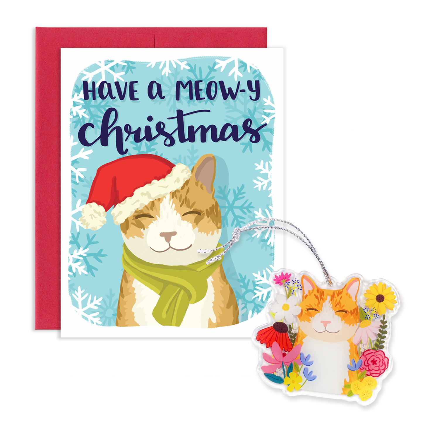 Meowy Christmas Cat Holiday Ornament Card Set