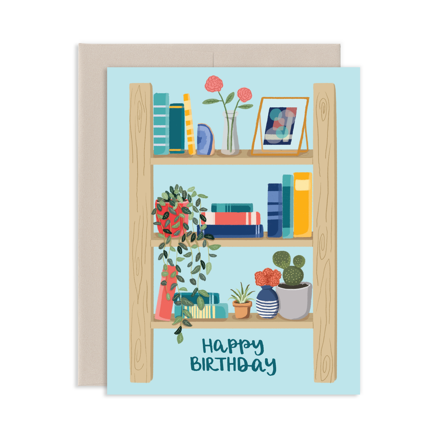 Happy Birthday Bookshelf Greeting Card