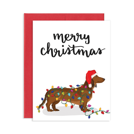 Christmas Lights Dog Greeting Card