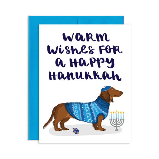 Dachshund Hanukkah Greeting Card