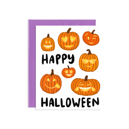Emoji Pumpkins Halloween Greeting Card | Old Logo
