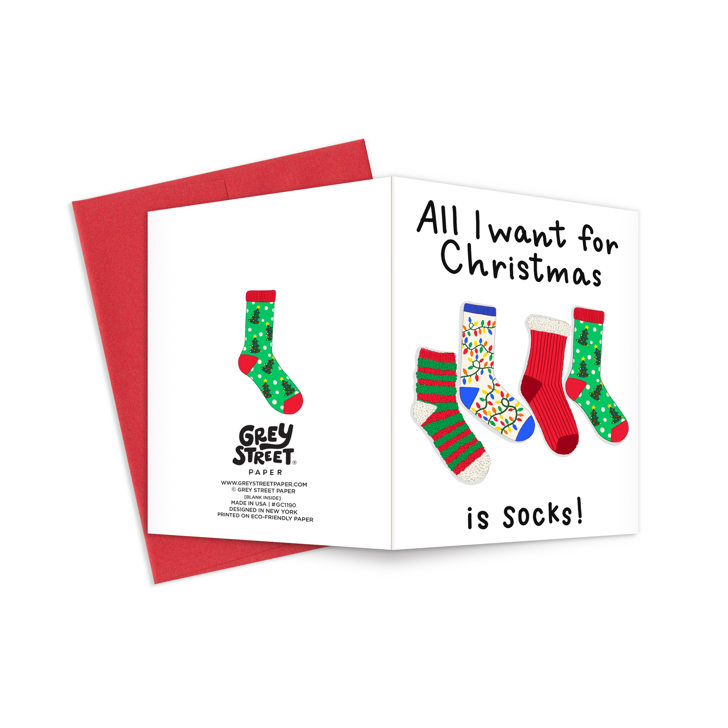 Fuzzy Christmas Socks Funny Greeting Card