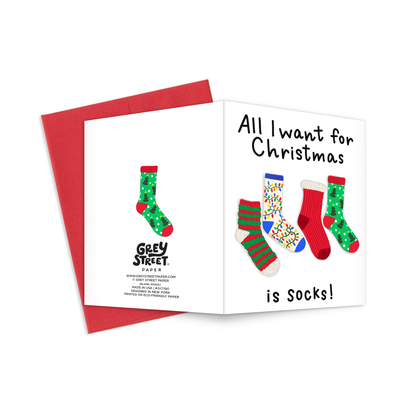 Fuzzy Christmas Socks Funny Greeting Card