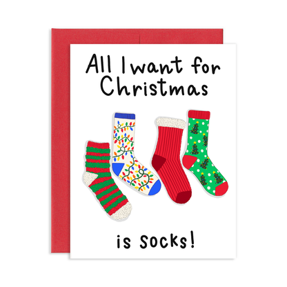 Fuzzy Christmas Socks Funny Greeting Card