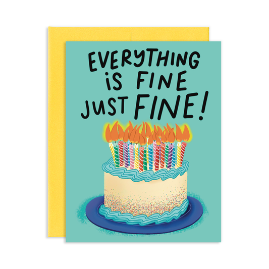 Cake On Fire Birthday Greeting Card
