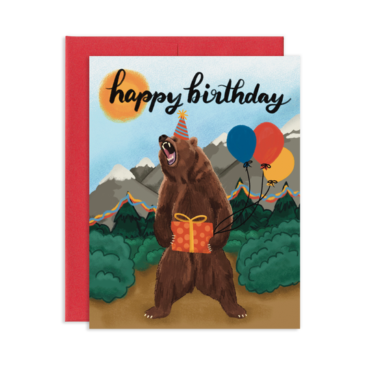 Happy Birthday Grizzly Bear Greeting Card