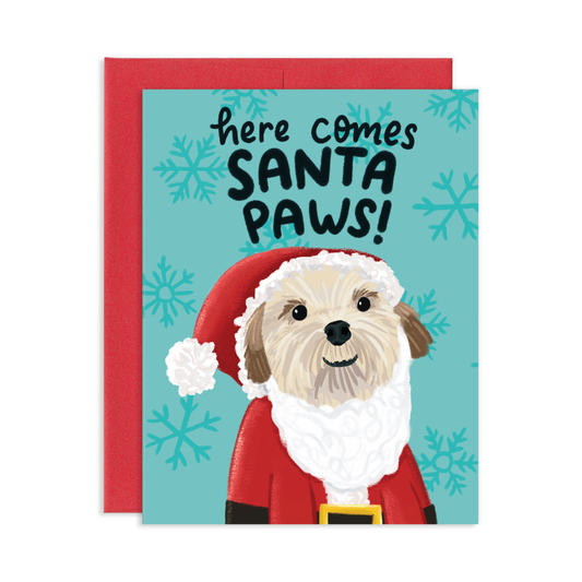Santa Paws Dog Christmas Greeting Card