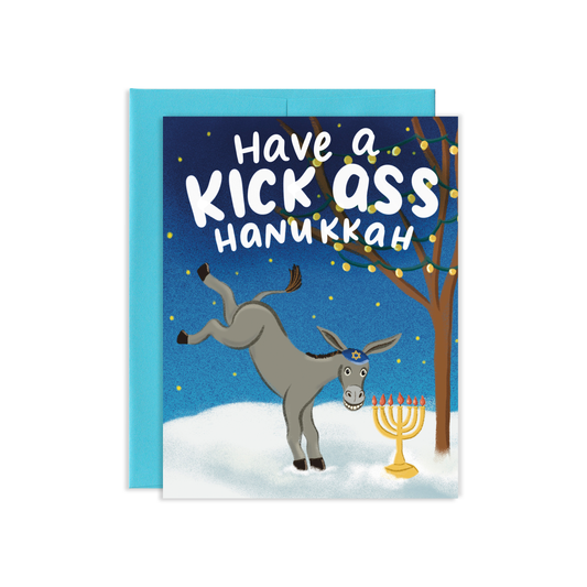 Kick Ass Hanukkah Greeting Card | Old Logo