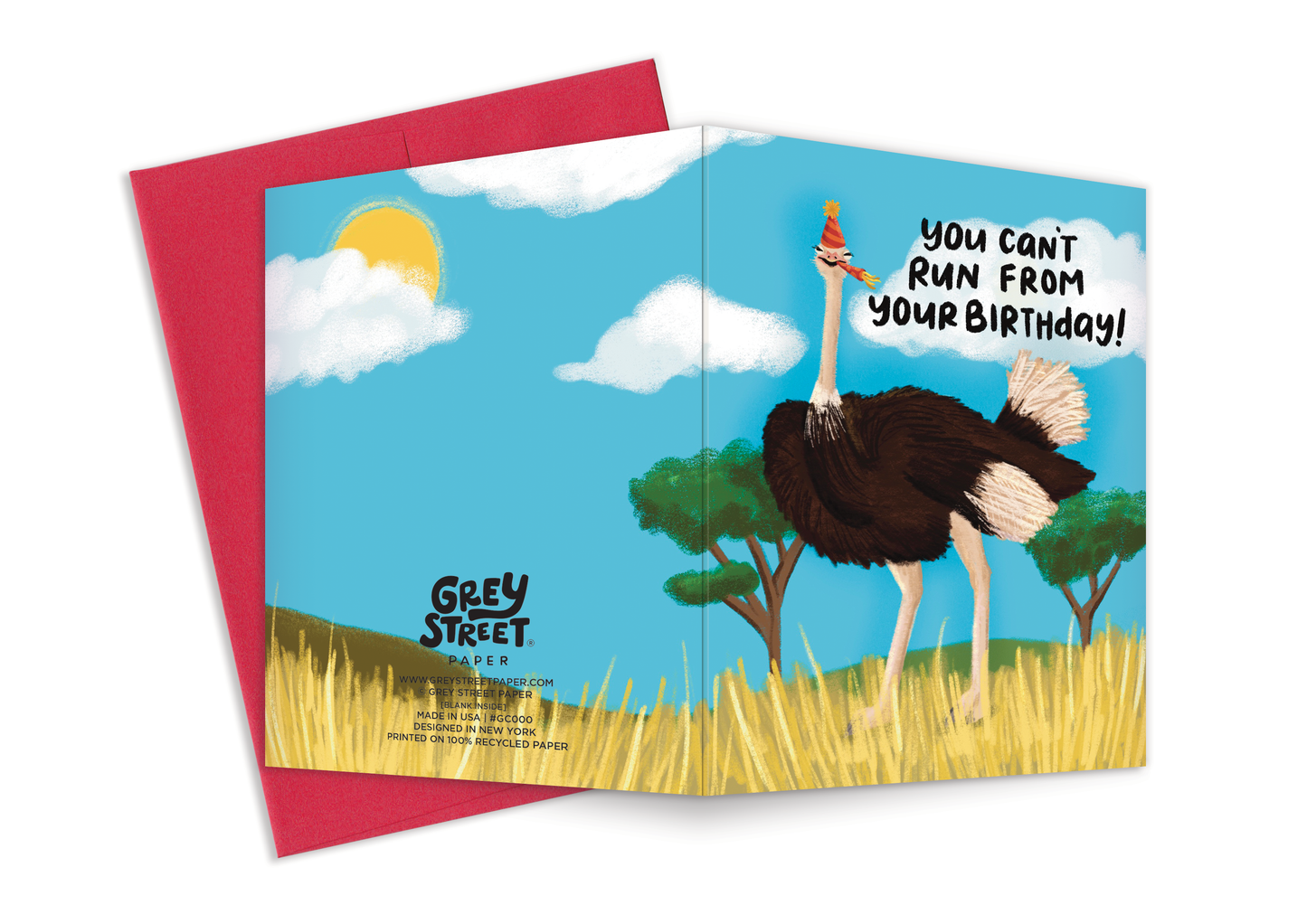 You Can't Run From Your Birthday Ostrich Greeting Card