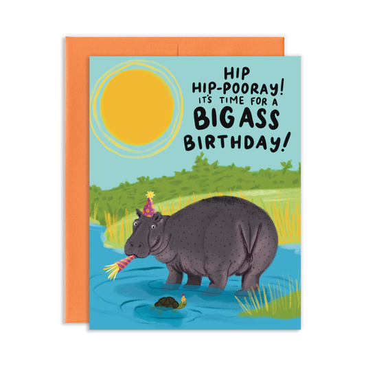 Hippo Big Ass Birthday Greeting Card