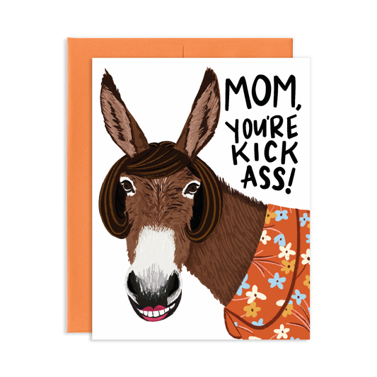 Kick Ass Donkey Mom Greeting Card | Old Logo