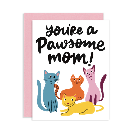 Pawsome Cat Mom Mother's Day Greeting Card | Old Logo