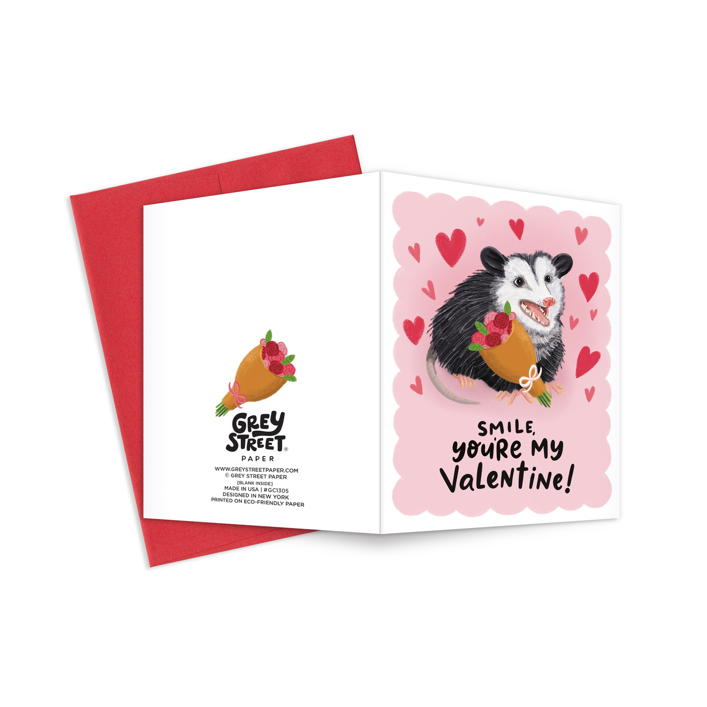 Smile Valentine Opossum Greeting Card