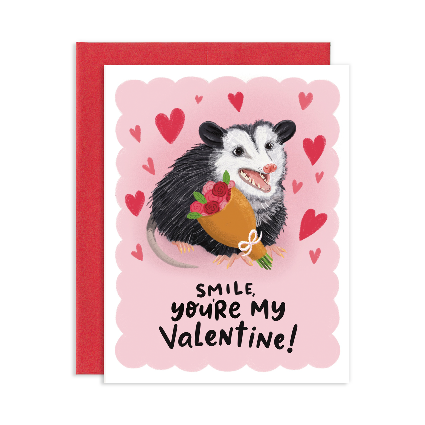 Smile Valentine Opossum Greeting Card