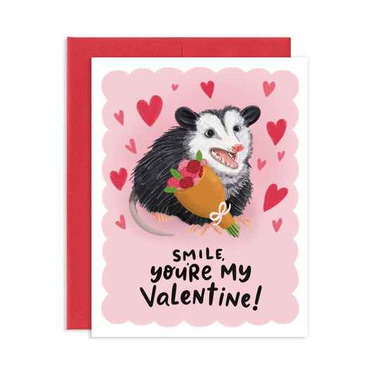 Smile Valentine Opossum Greeting Card