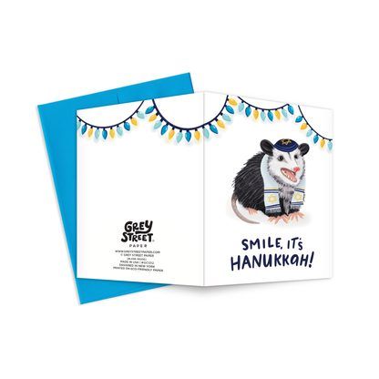 Smile Hanukkah Opossum Greeting Card