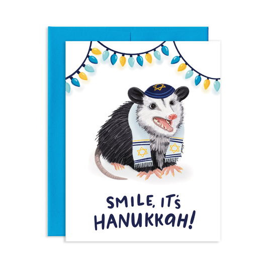 Smile Hanukkah Opossum Greeting Card