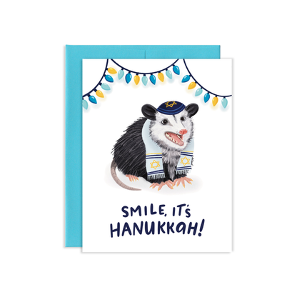 Smile Hanukkah Opossum Greeting Card *