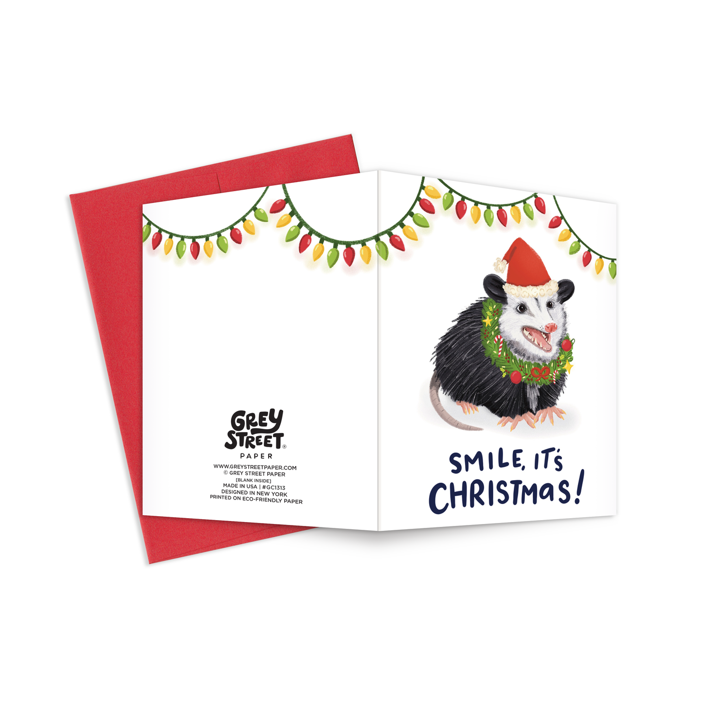 Christmas Opossum Greeting Card