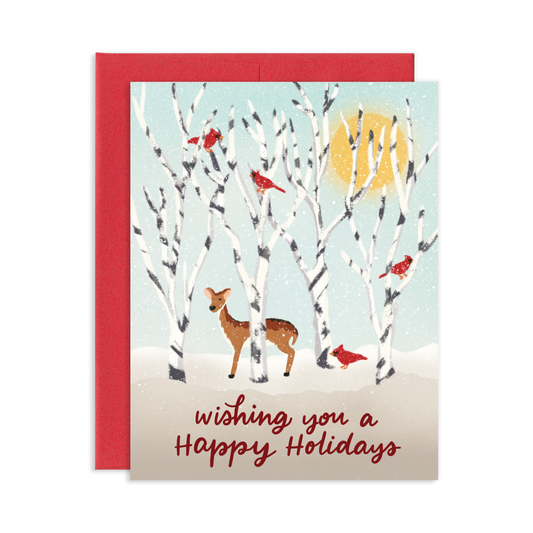 Winter Snow Cardinals Christmas Greeting Card