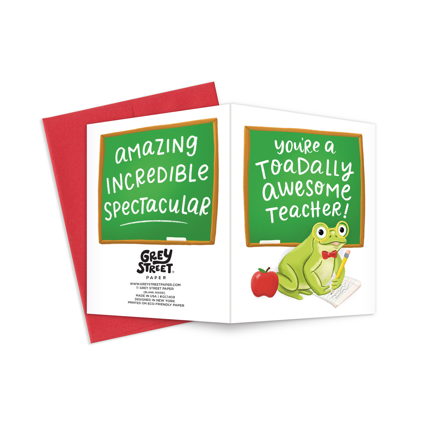 Totally Amazing Teacher Frog Appreciation Greeting Card