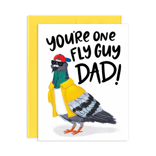 Fly Guy Pigeon Dad Greeting Card | Old Logo