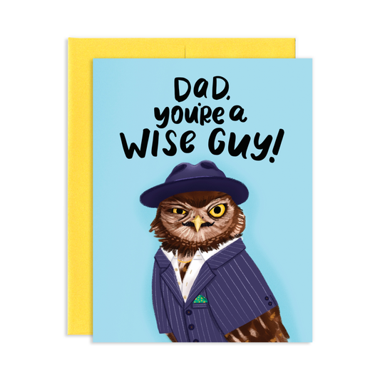 Wise Guy Owl Dad Greeting Card | Old Logo