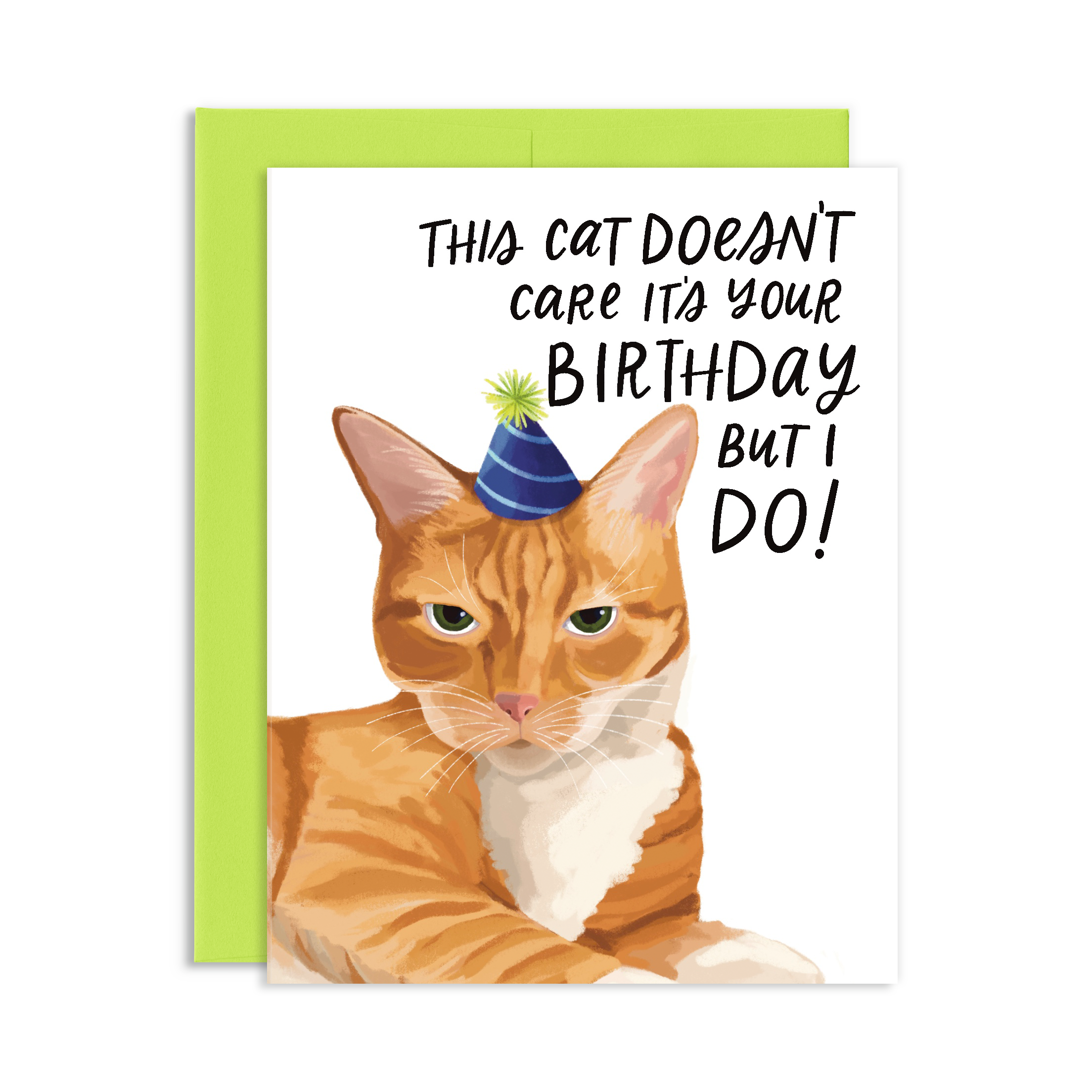 Grumpy Orange Cat Birthday Card | Sarcastic | Grey Street Paper