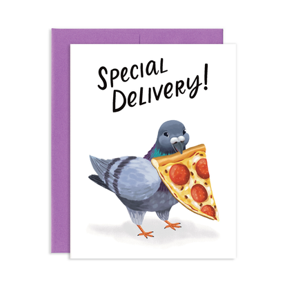 Special Delivery Pizza Pigeon Friendship Greeting Card