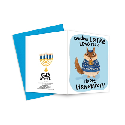Latke Love Chipmunk Hanukkah Greeting Card