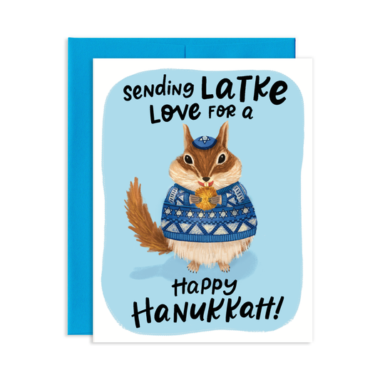 Latke Love Chipmunk Hanukkah Greeting Card