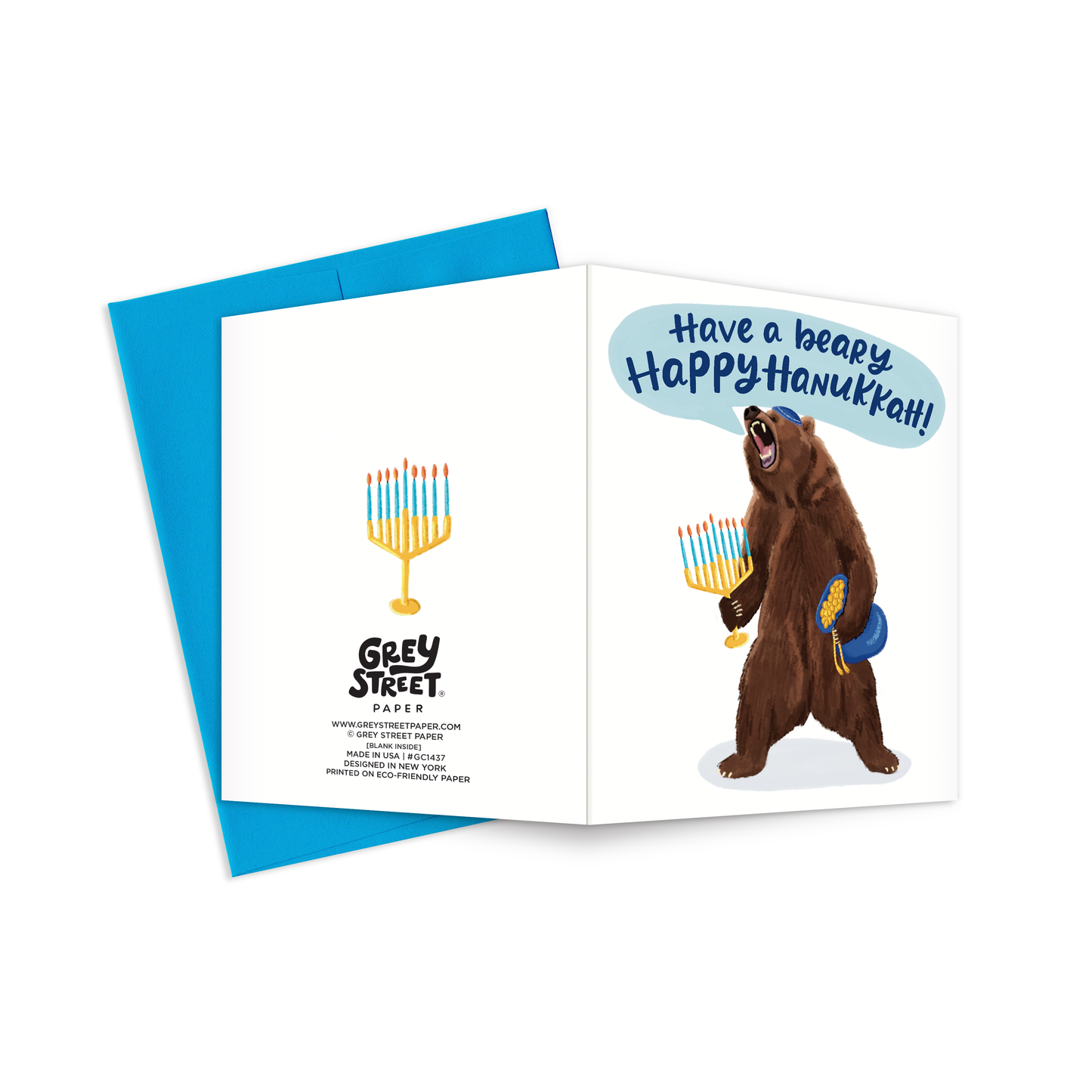 Beary Happy Hanukkah Bear Greeting Card