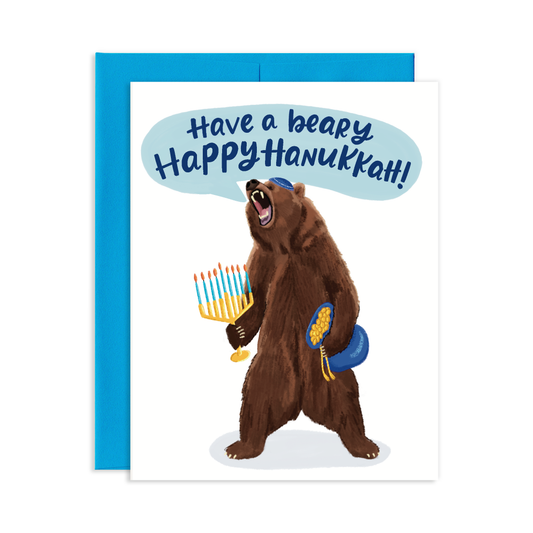 Beary Happy Hanukkah Bear Greeting Card