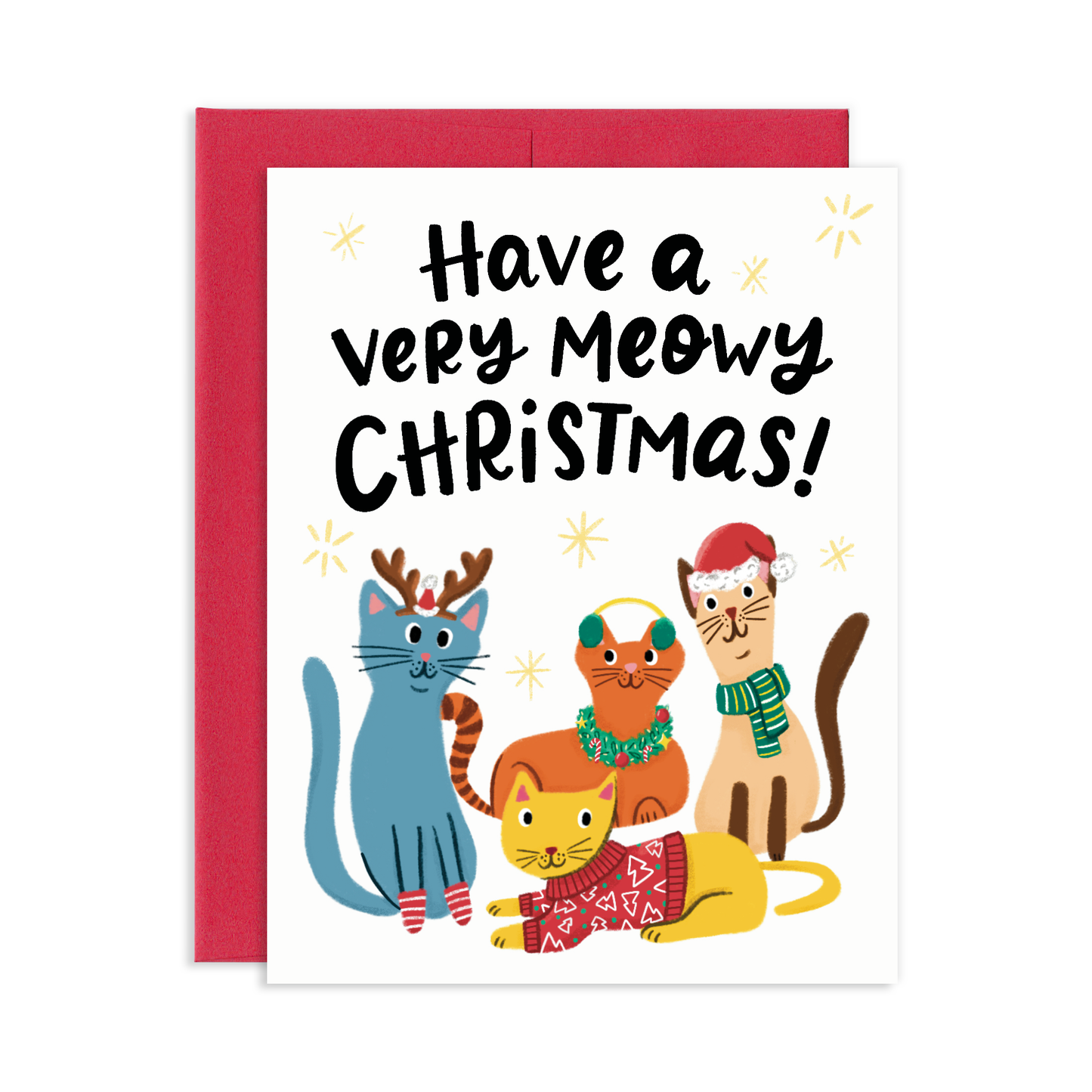 Cat Holiday Ornament Card Sticker Bundle