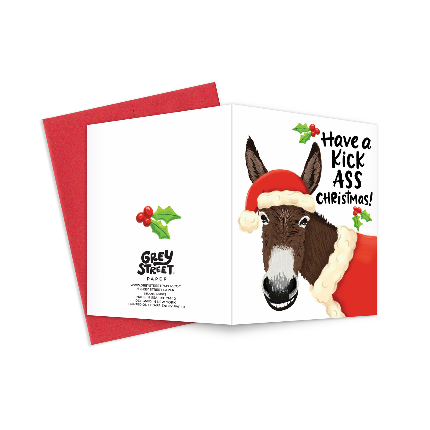 Kick Ass Christmas Donkey Greeting Card