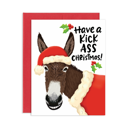 Kick Ass Christmas Donkey Greeting Card