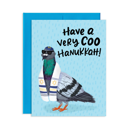 Coo Hanukkah Pigeon Greeting Card