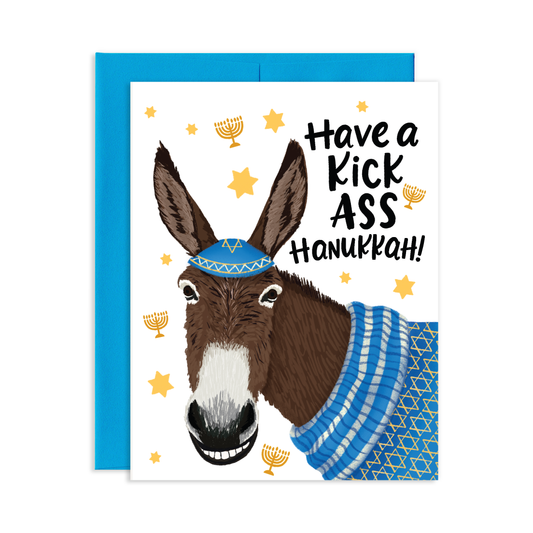 Kick Ass Hanukkah Donkey Greeting Card