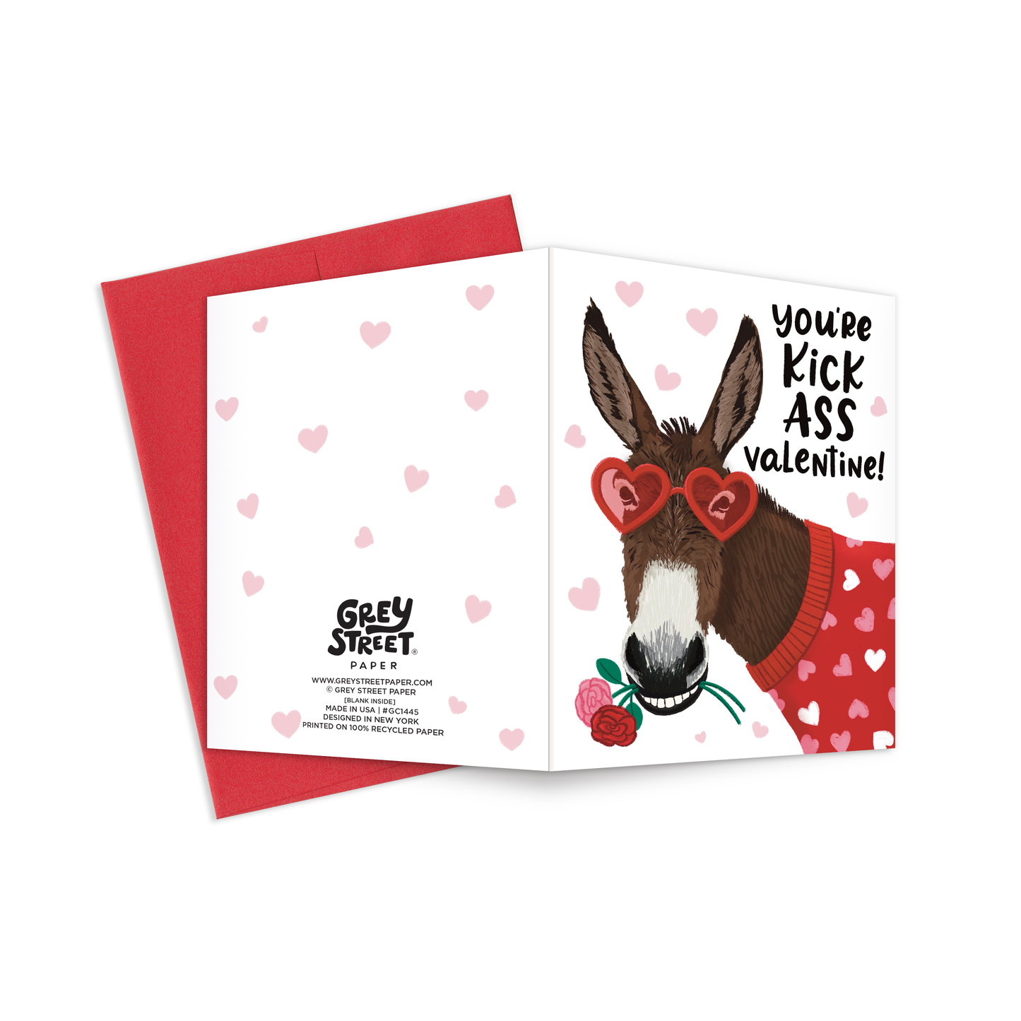 Kick Ass Donkey Valentine's Day Greeting Card