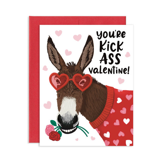 Kick Ass Donkey Valentine's Day Greeting Card