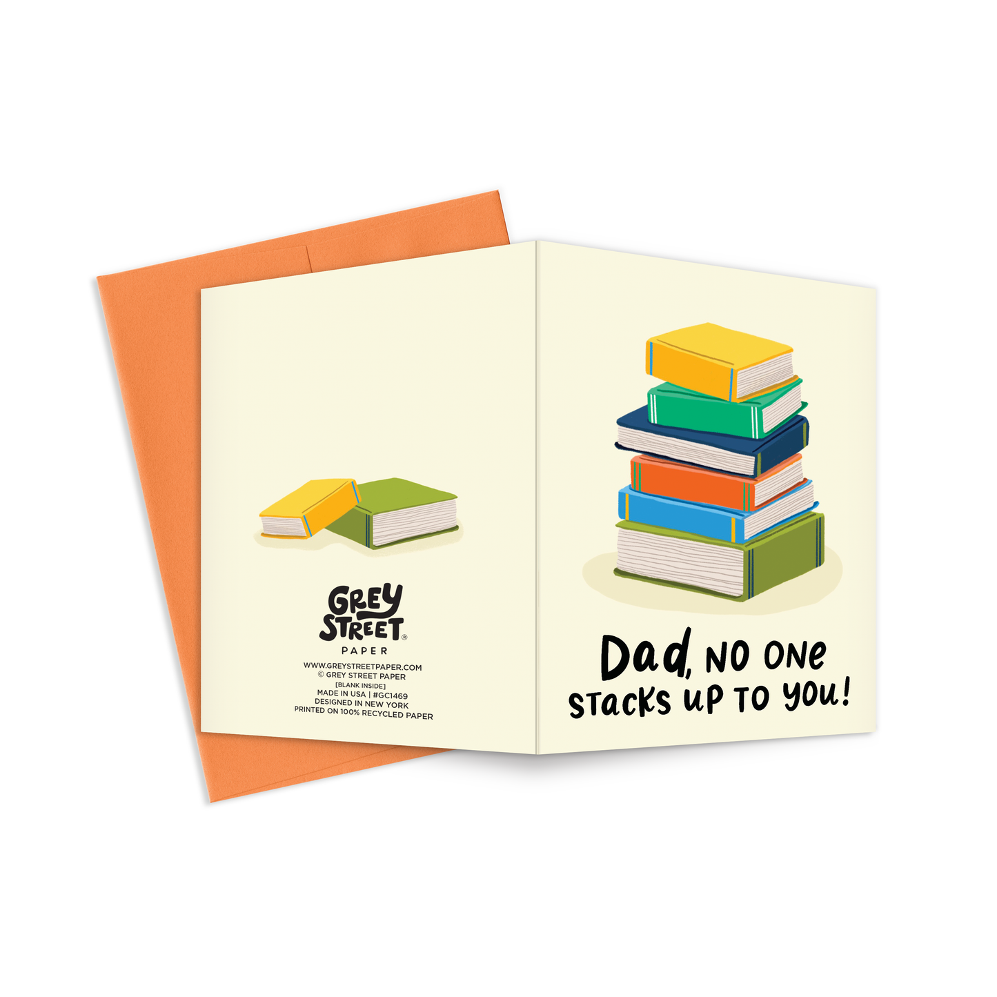 Book Stack Dad Greeting Card