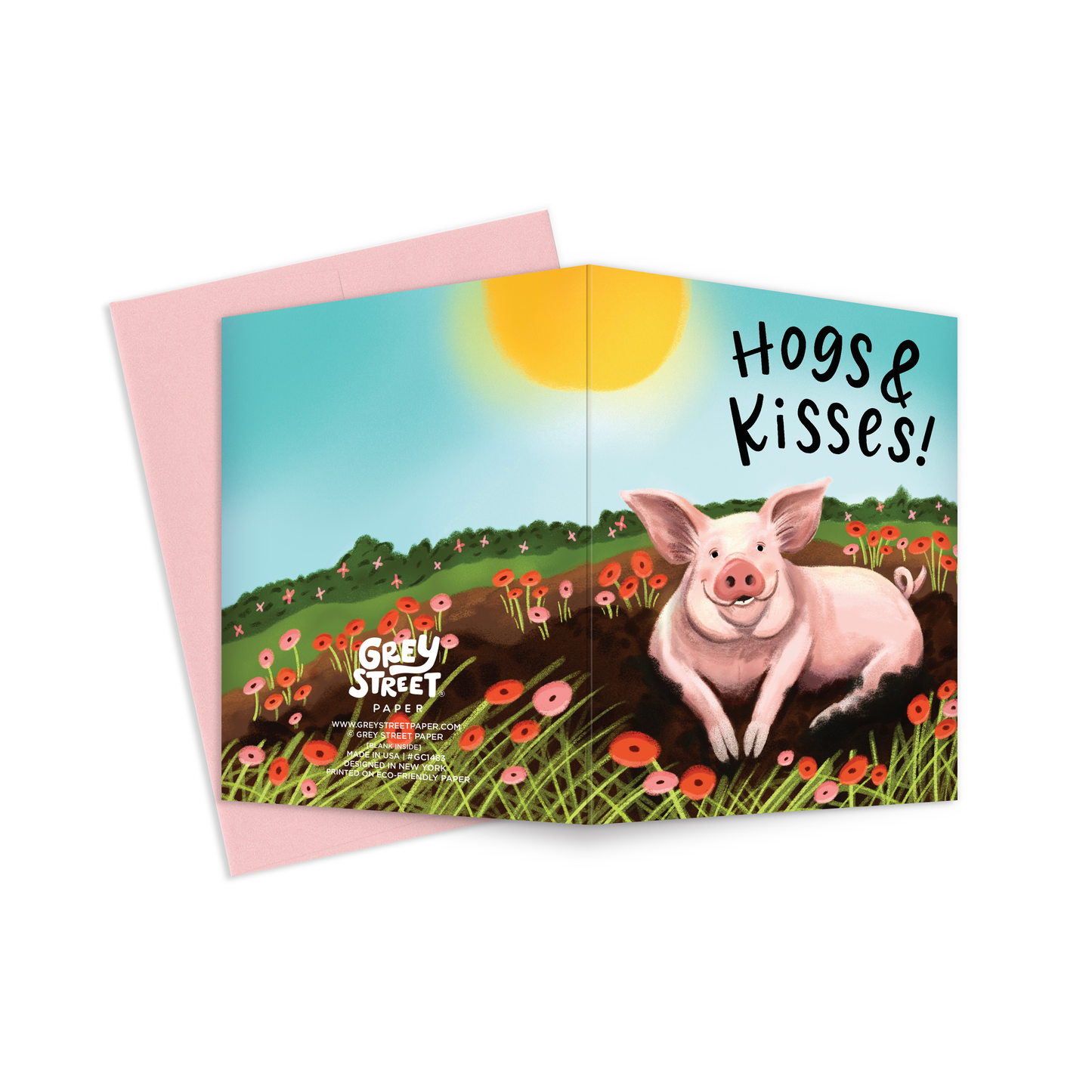 Hogs & Kisses Pig Greeting Card