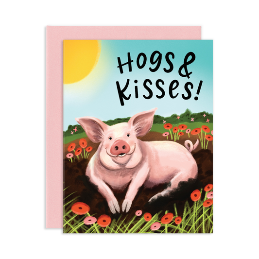 Hogs & Kisses Pig Greeting Card