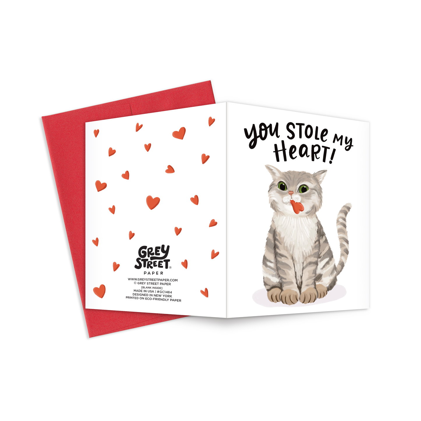 Stole My Heart Cat Love Greeting Card