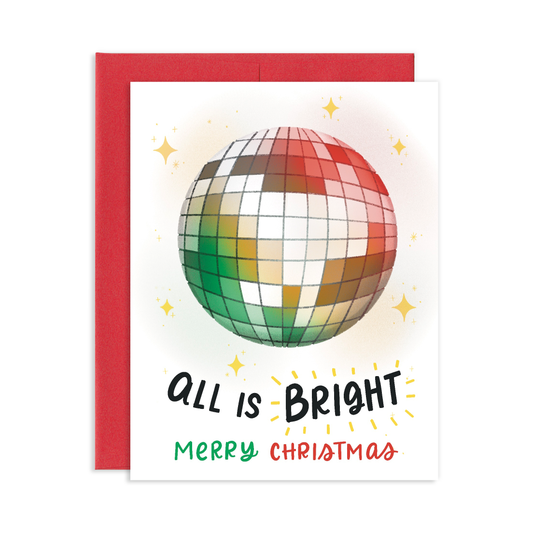Bright Disco Ball Christmas Greeting Card