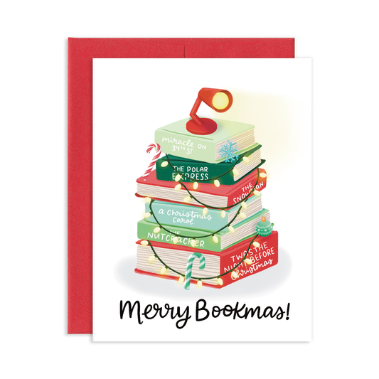 Merry Bookmas Christmas Theme Books Christmas Greeting Card