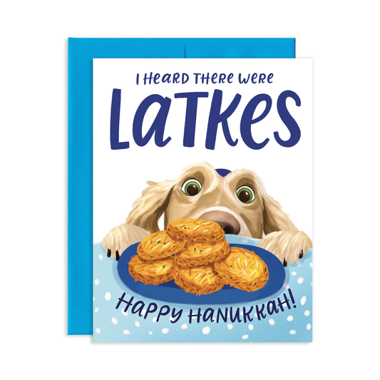 I Heard There Were Latkes Funny Dog Hanukkah Greeting Card