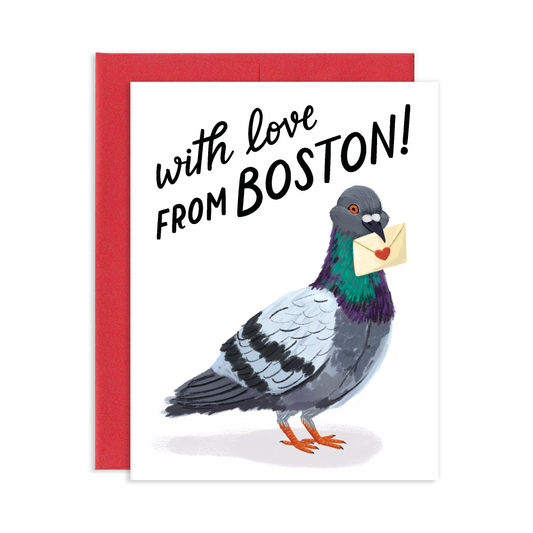 With Love From Boston Pigeon Friendship Greeting Card