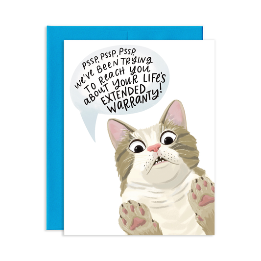 Life's Extended Warranty Funny Cat Birthday Greeting Card